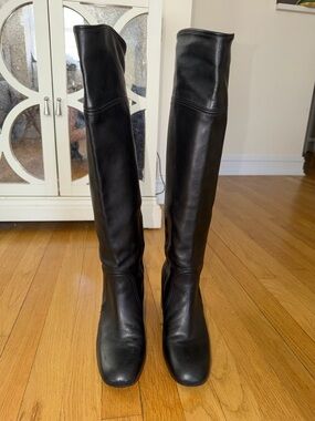 Stewart Weitzman Classic Tall Leather Riding Boots - Black Size 9